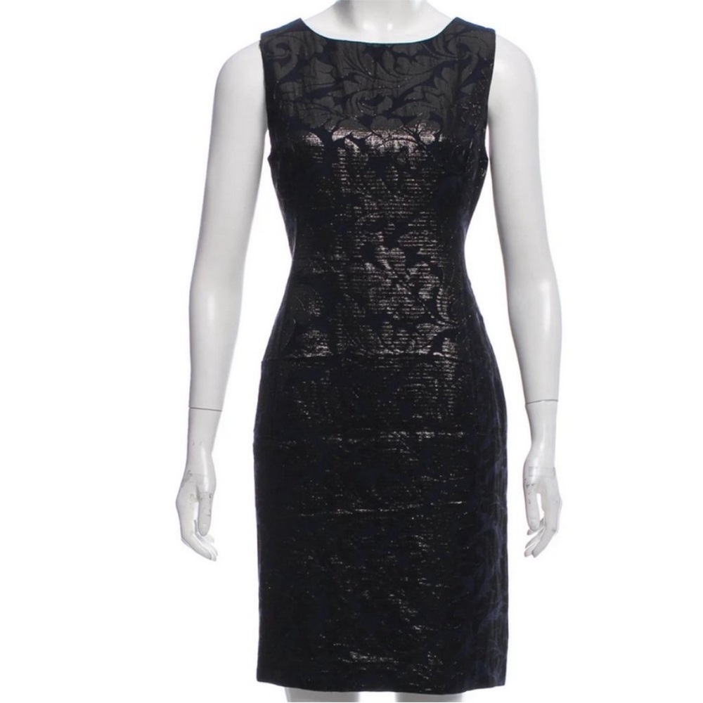 Tibi Navy Metallic Jaqcuard Dress